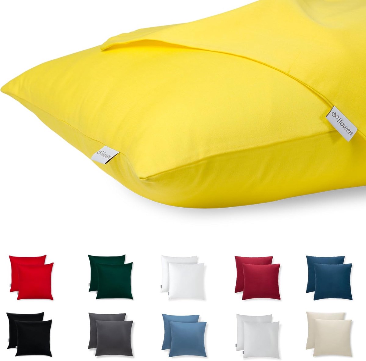 SnelShoppen - Set van 2 Decoratieve Kussenslopen 45 x 45 cm van Premium Katoen Satijn - Hypoallergene en Anti-Mijt Kussenhoezen met Verborgen Rits voo