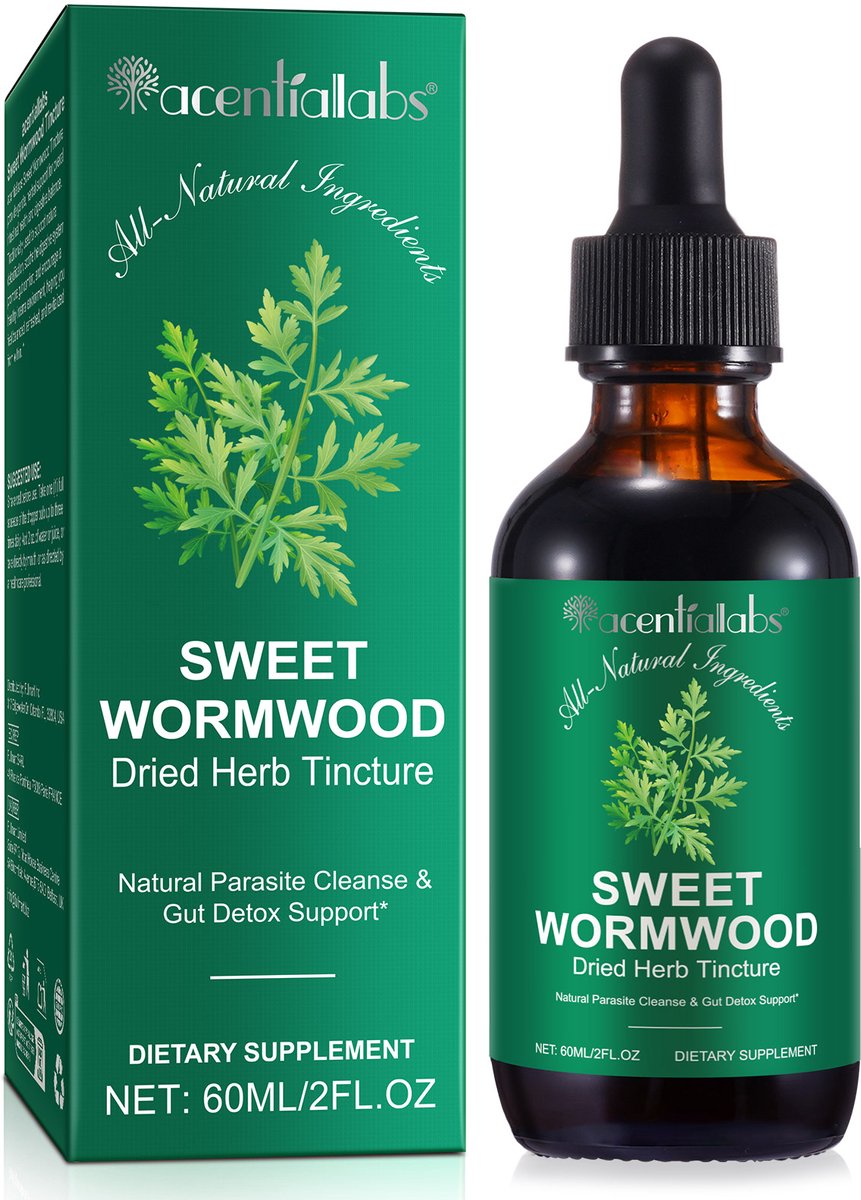 Acentiallabs Sweet Wormwood Tincture 60 ml - Alcoholvrije Artemisia Annua Druppels - Vloeibaar Kruidenextract - Vegan