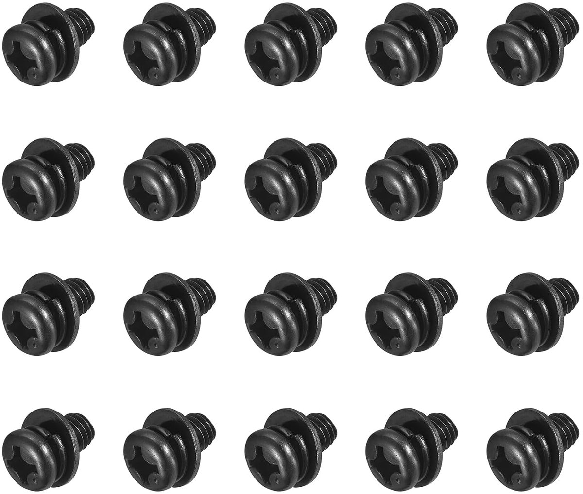 M6 x 10 mm schroevenset, 50 stuks roestvrijstalen schroeven, meubelschroeven, assortiment schroeven, machineschroeven, bouten gecombineerd met veerring en sluitringen voor reparaties