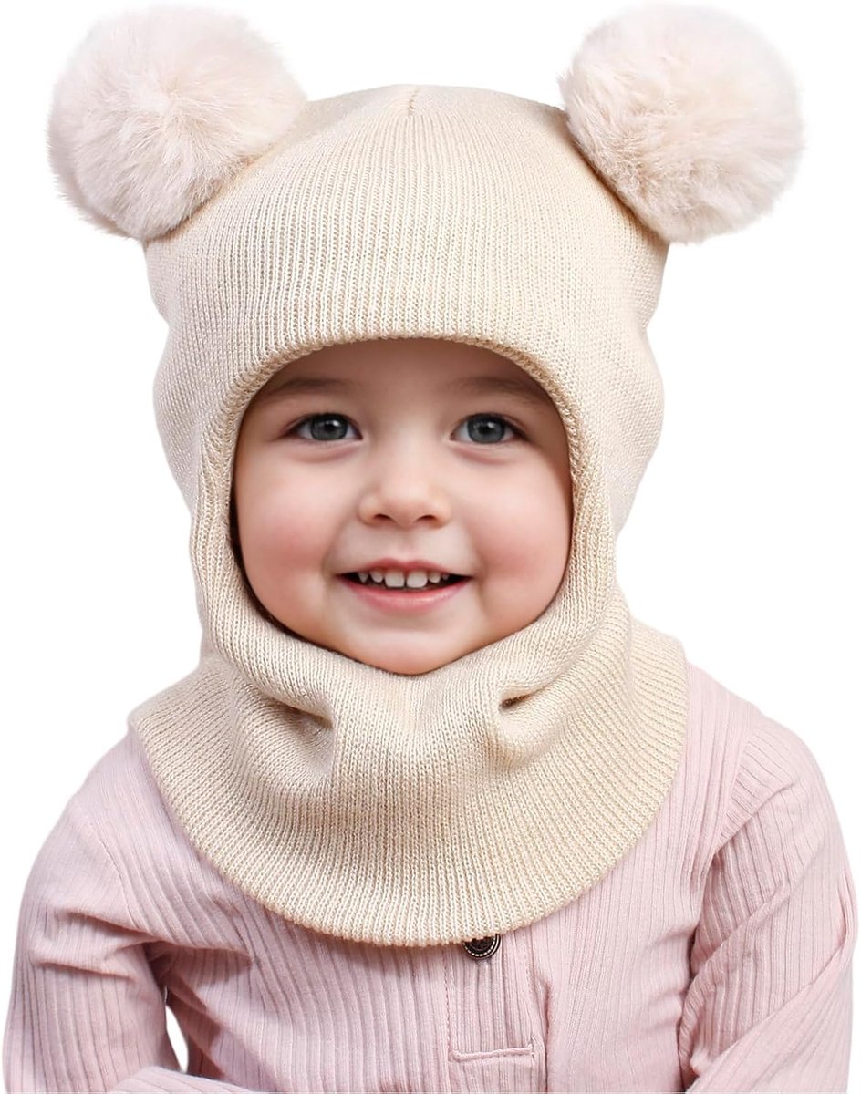 winter bivakmuts voor baby's en kinderen van 1 tot 6 jaar, winddichte thermische multifunctionele sjaal voor meisjes jongens peuters, gebreide gezichtsmasker hoeden met fleece gevoerd