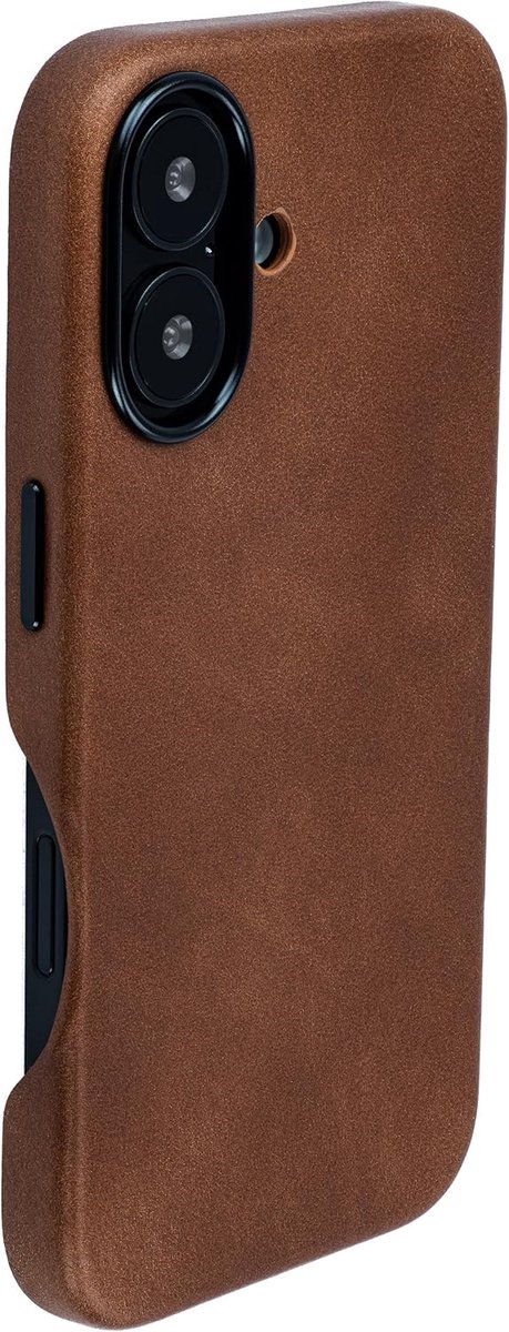 Echt Lederen Hoes V2 voor iPhone 16 met Volledige Uitsnede voor Camerabediening, Compatibel met MagSafe (MSGL, Bruin)