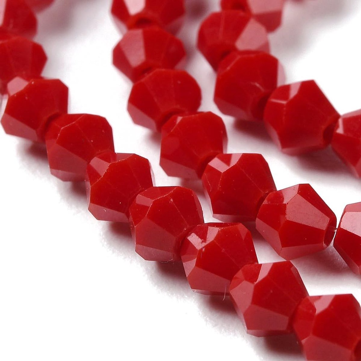 Kralen, 4 mm, dubbele kegel, Tsjechische parels, geslepen glas, bicone kralen (rood onpak)
