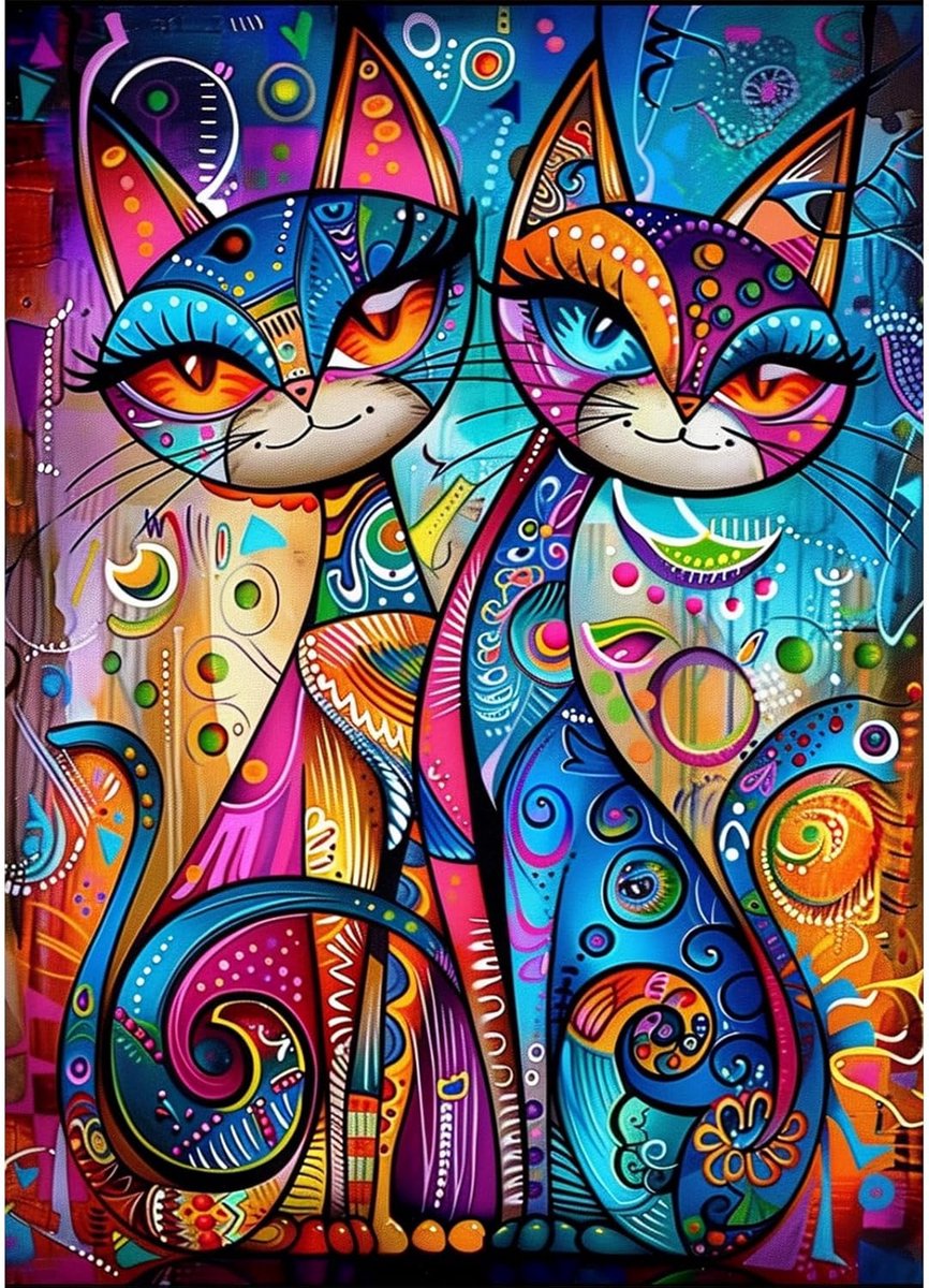 Diamond Painting Kat, 5D Diamond Painting afbeeldingen voor volwassenen, dieren, doe-het-zelf diamantschilderset voor wanddecoratie 30 x 40 cm