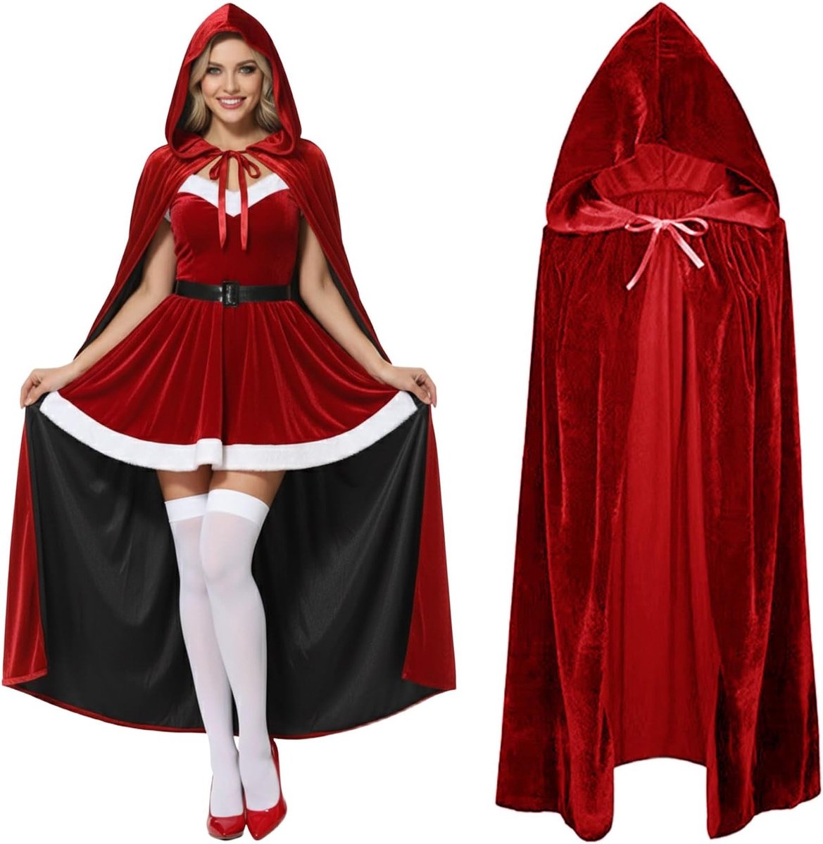 mantel met capuchon voor volwassenen, uniseks Halloween cape heks cosplay kostuum lange mantel met capuchon voor feest en carnaval