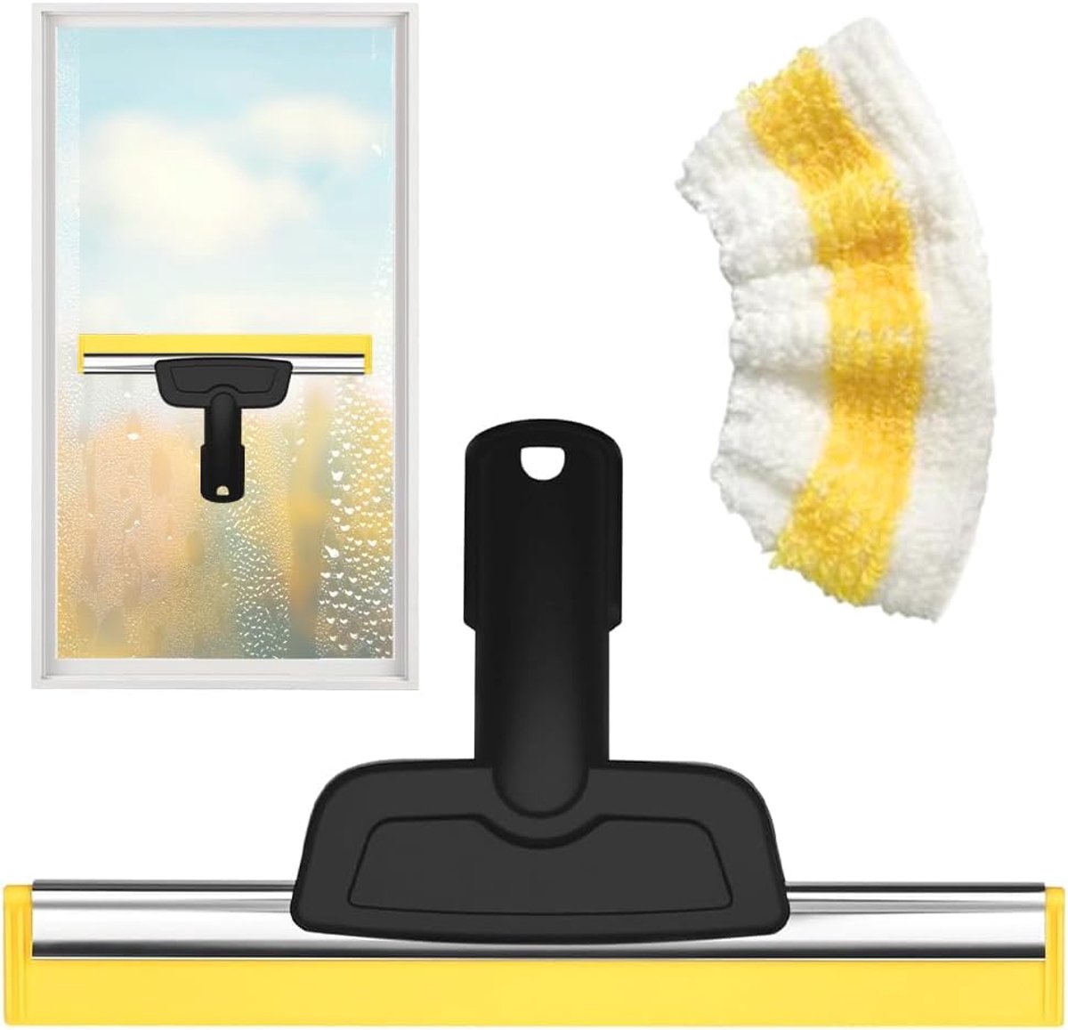 Raamuitlaat voor Kärcher SC1, SC2, SC3, SC4, SC5, SC7, CTK10/20, vervangende accessoire met microvezeldoek, streepvrije reiniging van glas, ramen en spiegels