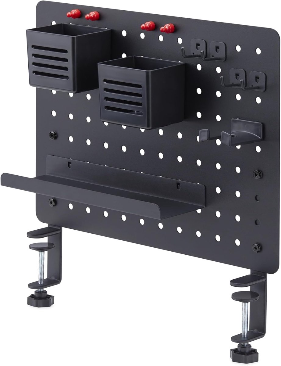 Stalen Gereedschapsbord met Klembevestiging, 42 x 32cm, Zwart | Ophangsysteem voor gereedschap, Ruimtebesparend, Eenvoudige montage