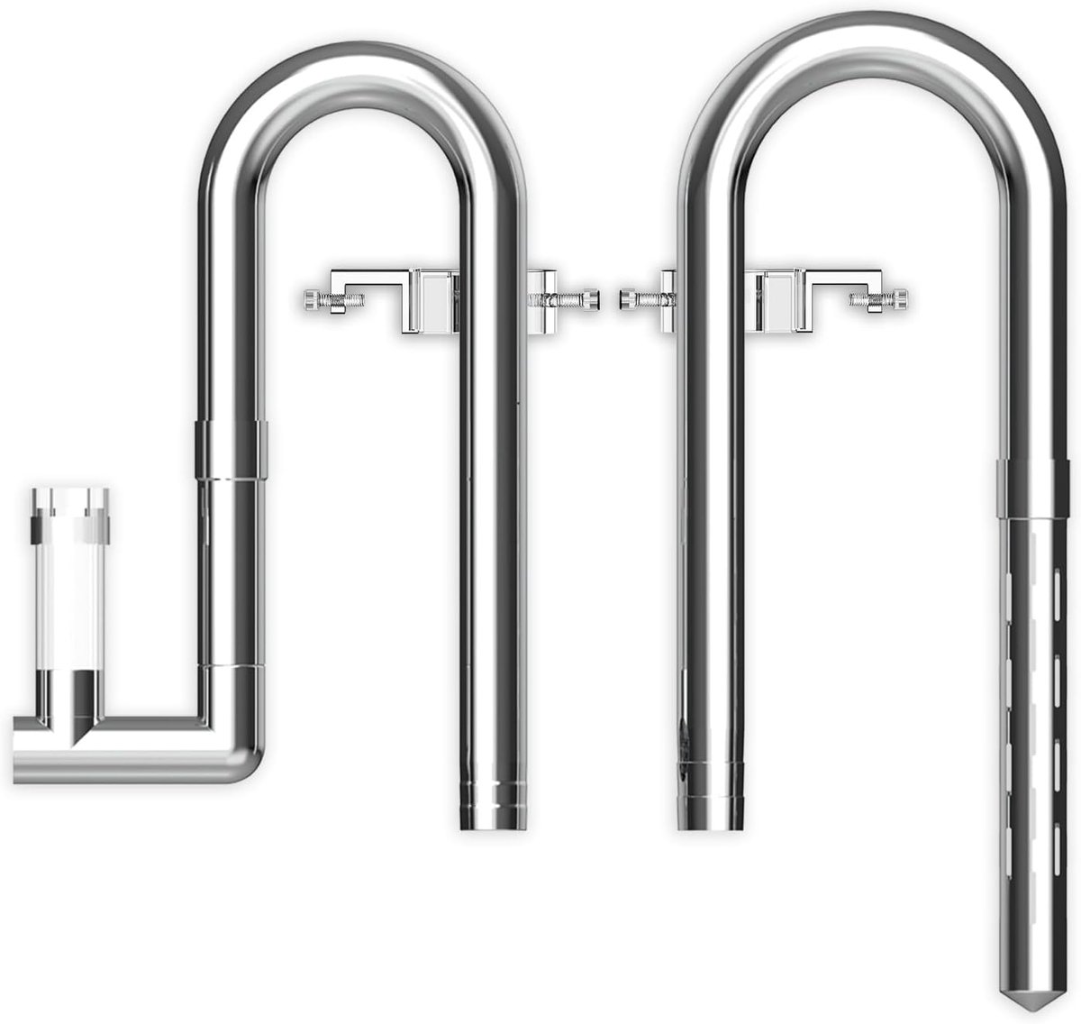 RVS Lily Pipe SET - Uitstroom met oppervlak skimmer & instroom met afneembare verlengpijp voor 16/12mm (5/8") slang