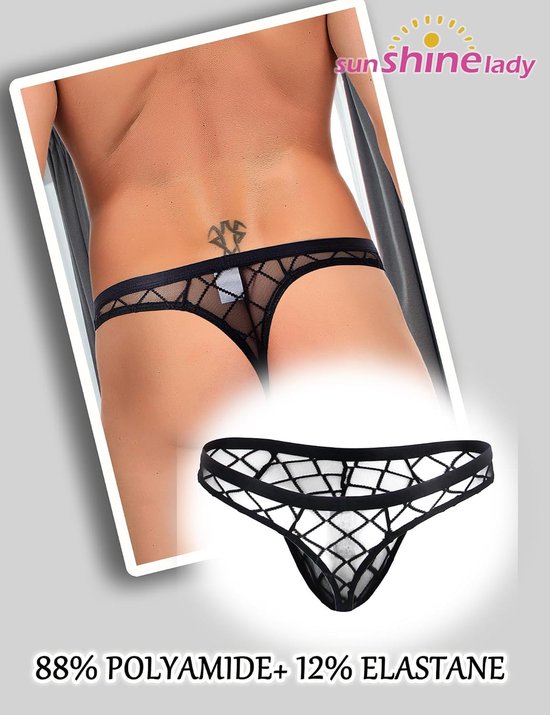 string voor heren, erotisch, warm, transparant, slip, grote maat, jockstrap van tule, mini-stringue tanga, taille, laag, ondergoed, kant, sissy, ondeugende lingerie, zwart, outfit — afbeelding 2