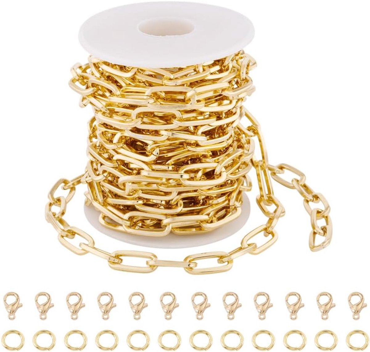 16.4 Voeten Paperclip Ketting Maken Kettingen Aluminium Platte Ovale Kettingen Met Kreeft Klauw Sluitingen Springen Ringen Voor Sieraden Maken Diy Armband