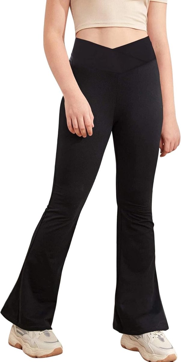 Leggings V Crossover Uitlopende Yoga Broek Slap Sport Broek Kinderen Uitlopende Broek voor Yoga, Dans, Hardlopen