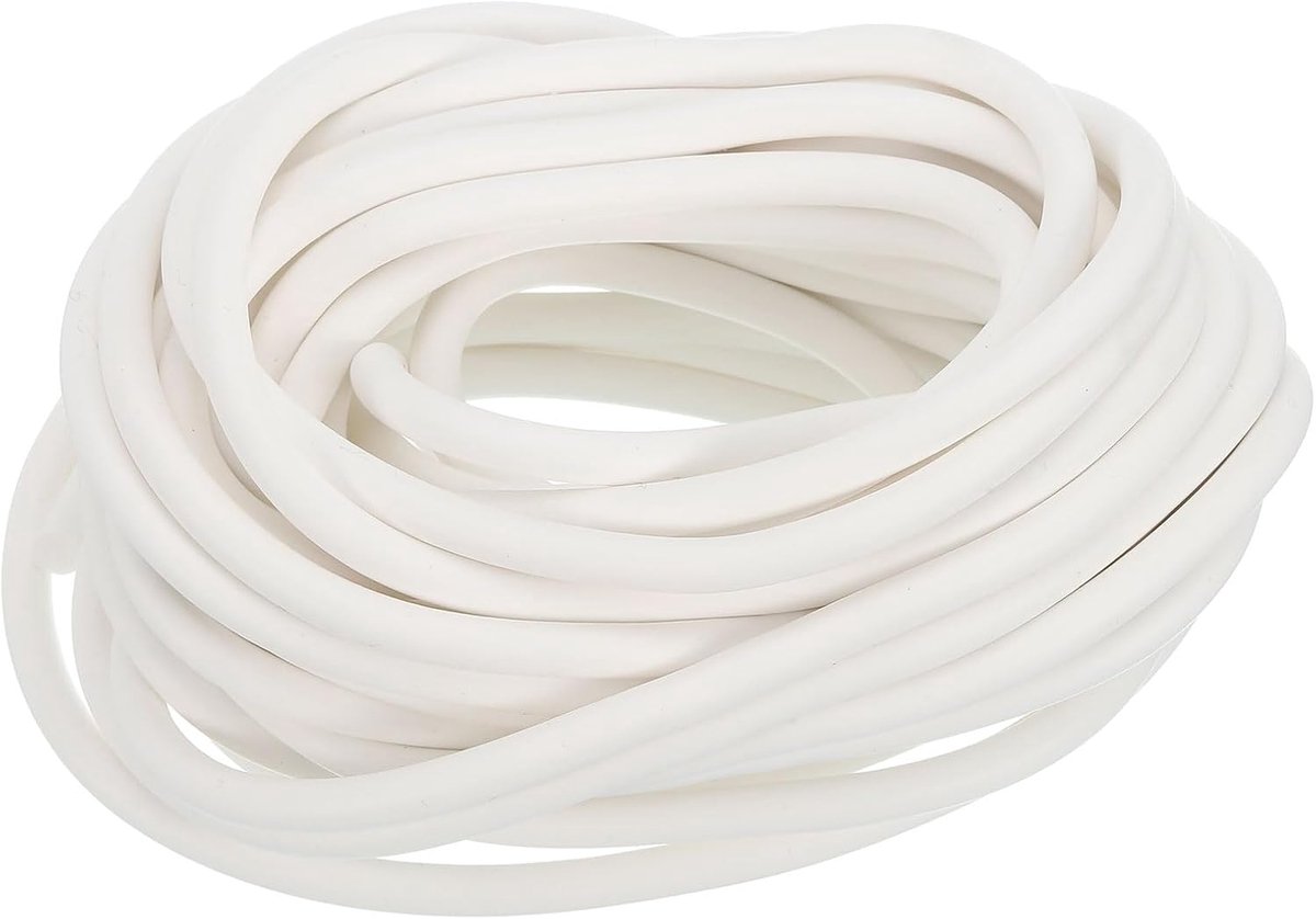 Afdichtingstrip van siliconenschuim, 5,5 mm diameter en 8,5 m lengte, ronde schuimrubberen afdichtstrip van massief rubber, schuimbuizen voor doe-het-zelvers, wit