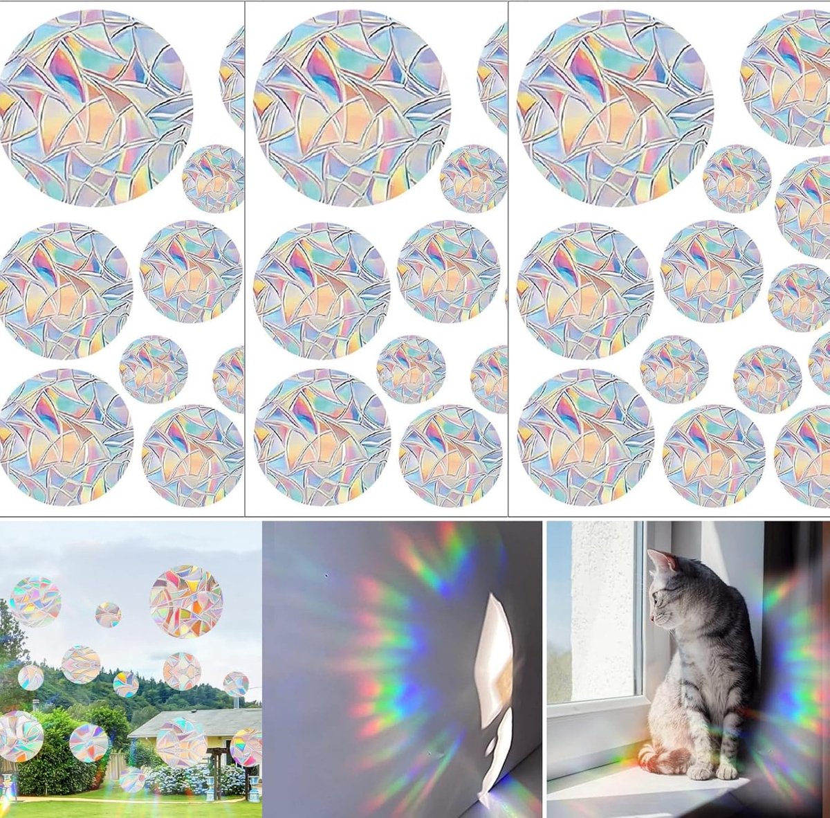 Raamstickers, 39 stuks, zonnevanger-stickers, decoratie, regenboog, raamstickers, vogelbescherming, anti-botsingsstickers voor deuren en ramen, restaurant, slaapkamerramen