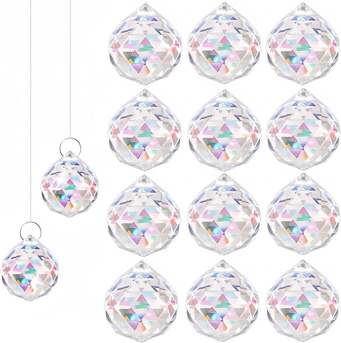 Ball Prisma Hanger Glazen Kroonluchter Hangende Hanger Feng Shui Zonnevanger Bruiloft Raamdecoratie, Hangende Kristal Prisma's voor Veng Shui, als geschenk