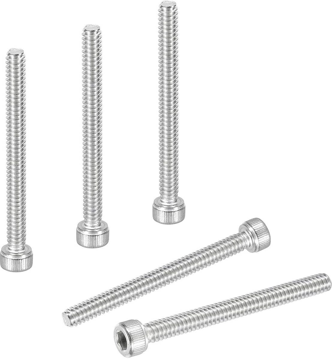 20 stuks 304 roestvrij stalen cilinderschroeven met binnenzeskant schroeven #10-24 x 2", UNC grove volledige schroefdraad cilinderkopschroeven set voor mechanische auto fiets meubels, zilver
