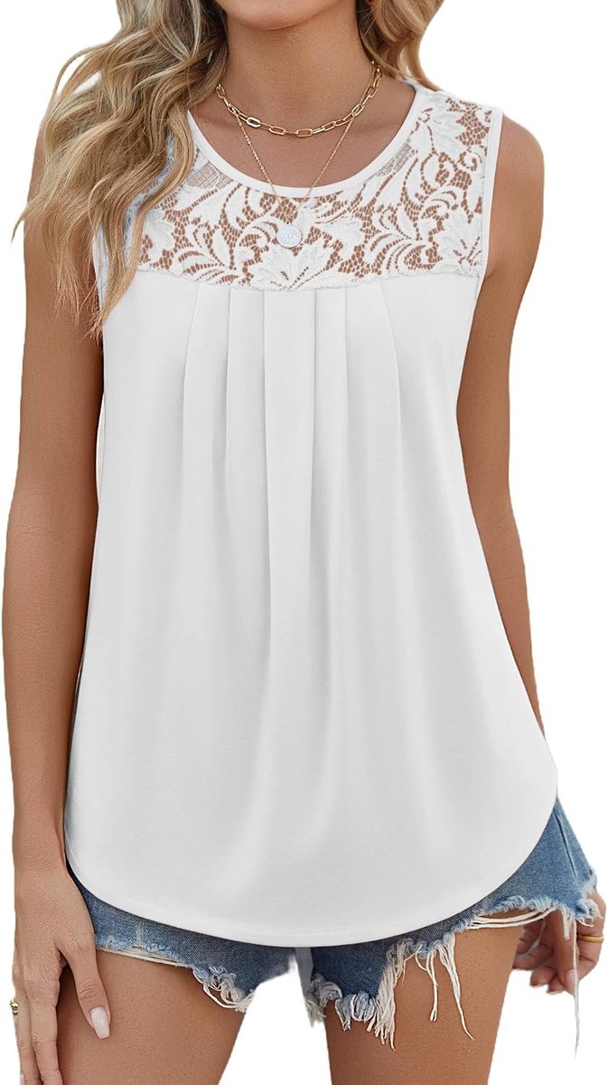 Top dames kant tanktop zomer bovenstuk elegante blouse mouwloos shirt kanten top casual camisole tops S-XXL