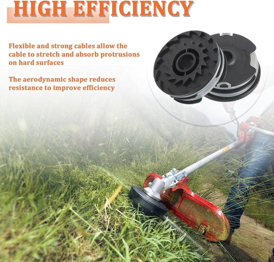 Spoelen met 2 doppen trimmerspoelen vervangende spoelen 2 x 4 m 1,6 mm (6 spoelen + 2 doppen) - Voor LIDL Parkside elektrische en accu grastrimmer PRT 550 A1, A3; PRTA 20-Li A1, B2, C3 — afbeelding 4