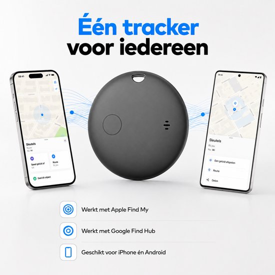 GPS Tracker - Werkt met Apple Find My & Android Find My Device - Locatie Tracker - Waterbestendig - Vervangbare batterij