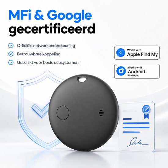GPS Tracker - Werkt met Apple Find My & Android Find My Device - Locatie Tracker - Waterbestendig - Vervangbare batterij