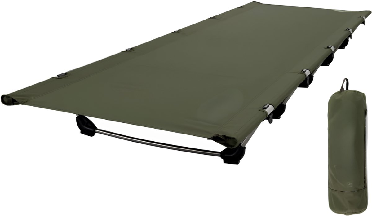 Lìon® Veldbed - Tot 150kg - Kampeerbed - Campingbed - Donkergroen - 190cm x 65cm x 15cm