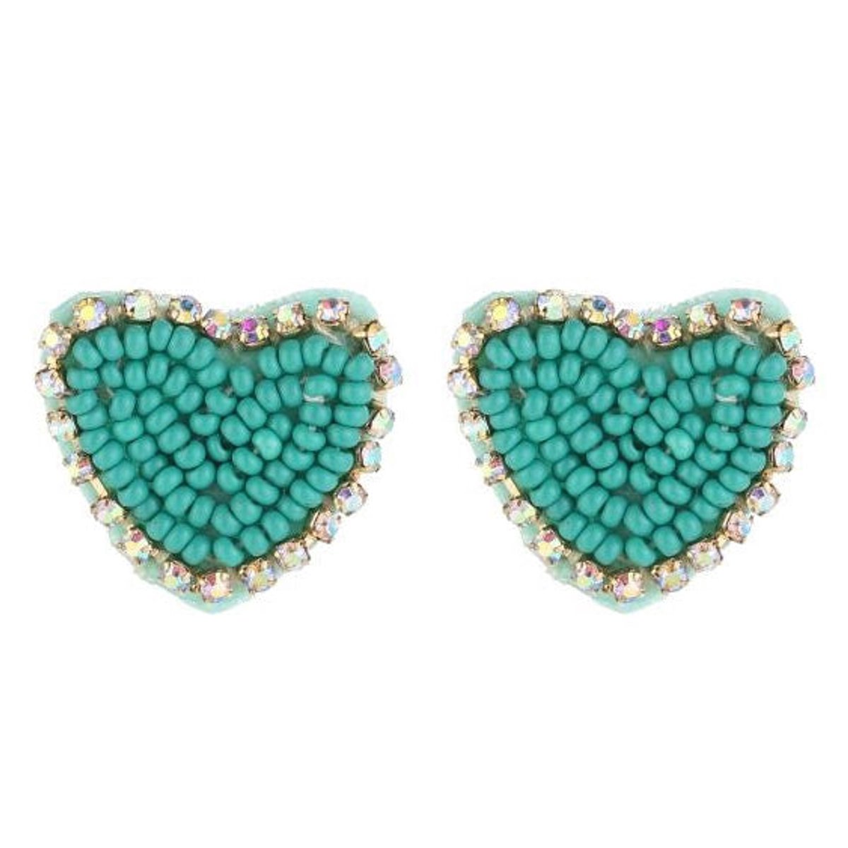 Michelle Bijou Oorbellen Beads Hart turquoise