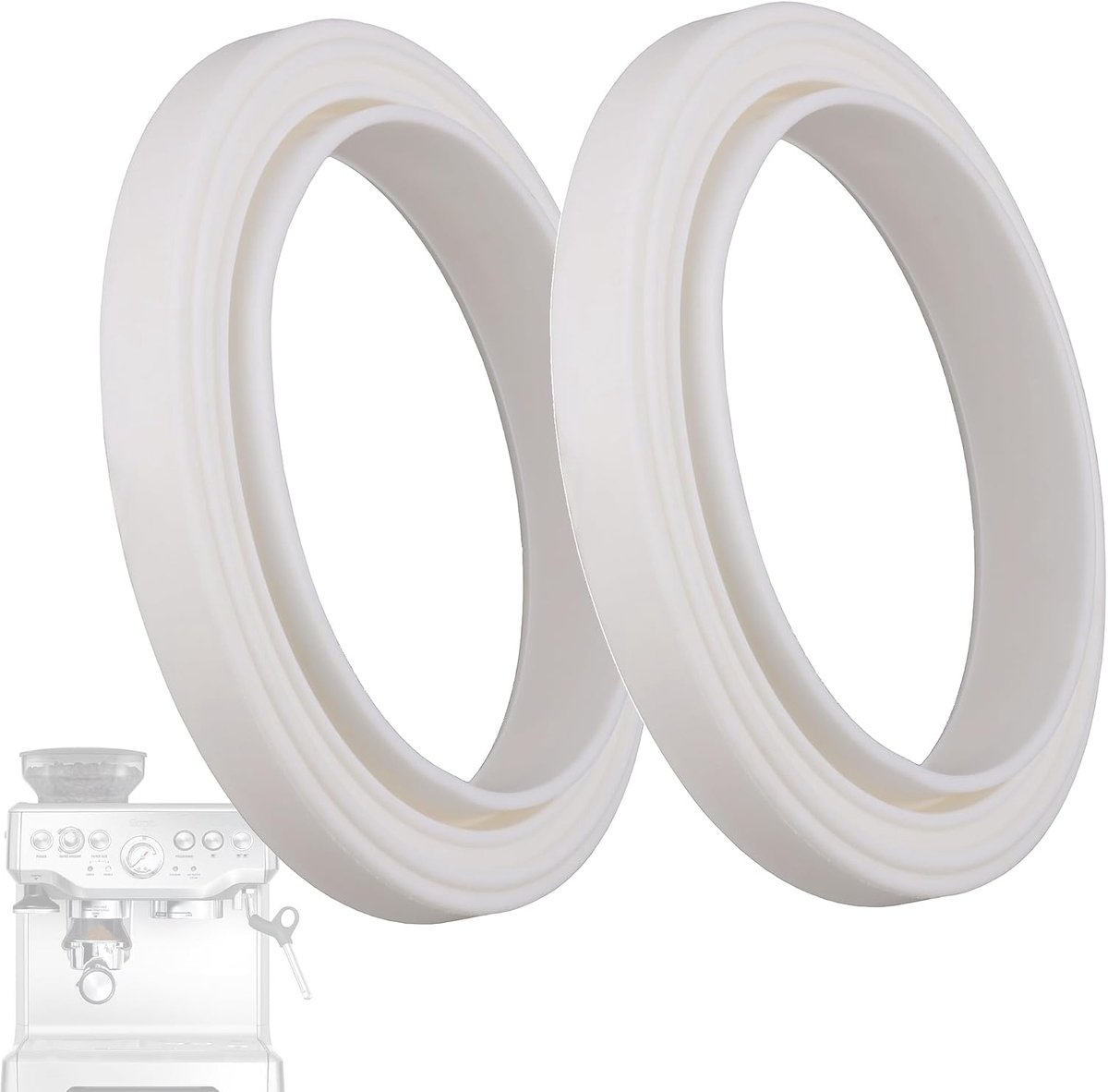 2x O-ring afdichting voor zeefdrager koffiemachine compatibel met Sage Gastroback & Breville zetgroep brouwkop afdichting (wit) ø 65 x 49 x 6,8mm (met lip 10mm)