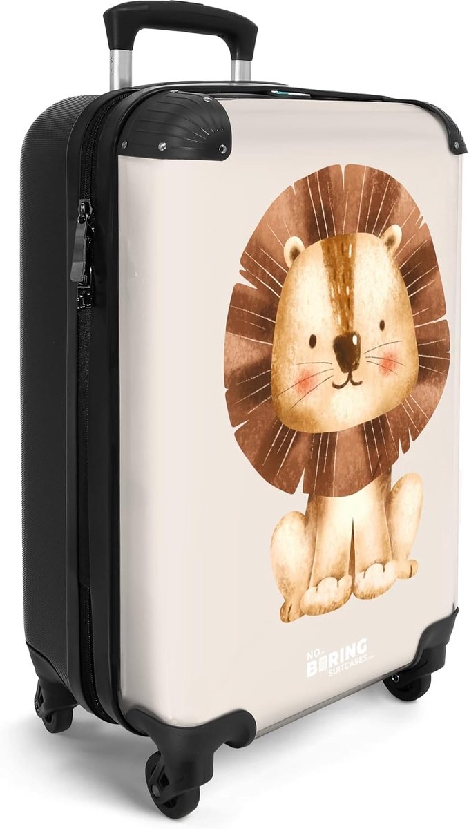 Kinderkoffer Handbagage 55x35x20 cm - Hardshell - Leeuw - Lichtgewicht Reiskoffer - ShopVlot