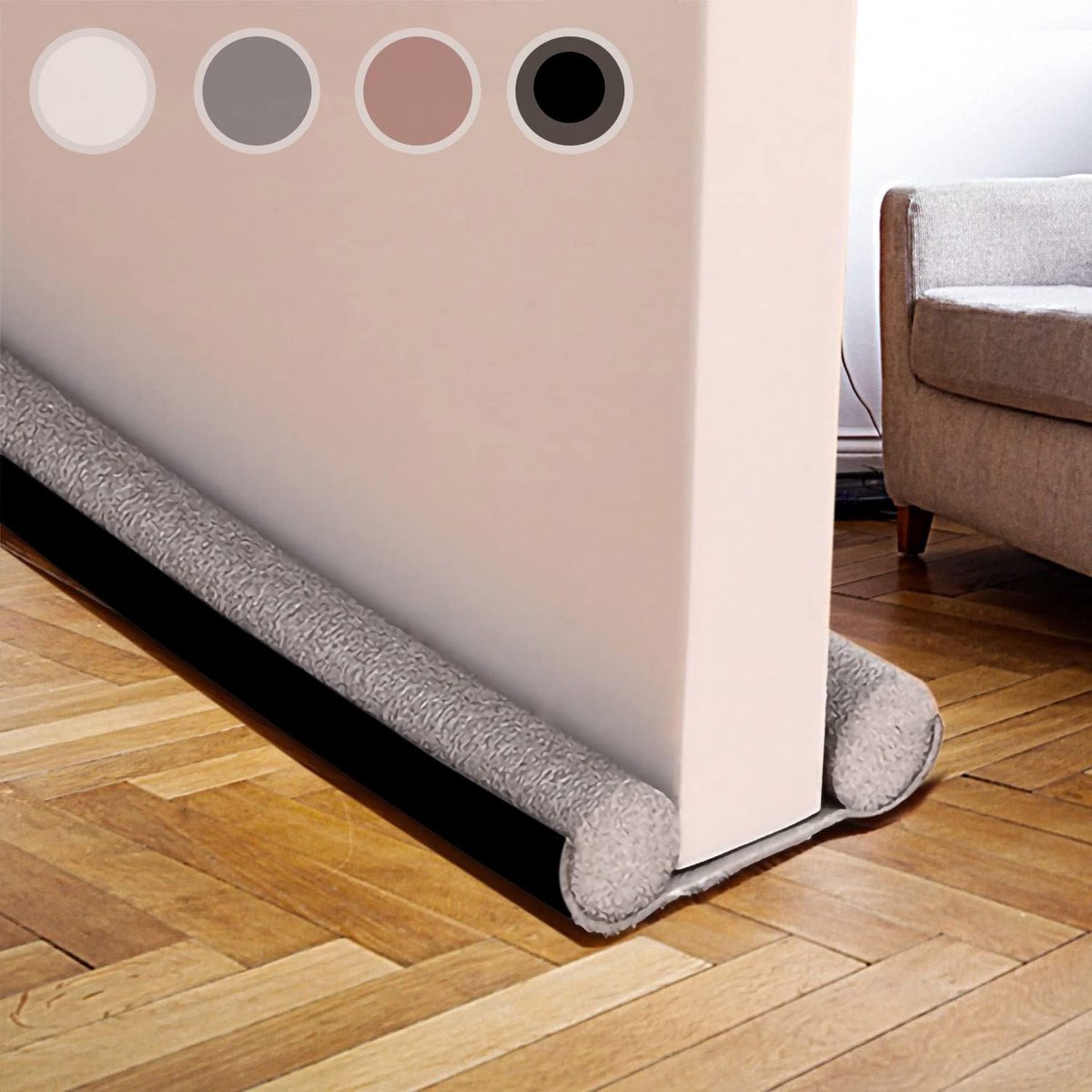 SnelShoppen - Deurstopper 94 cm - Dubbele Dichting voor Geluidsisolatie en Winddicht - Ventilatie Deksel (Zwart)