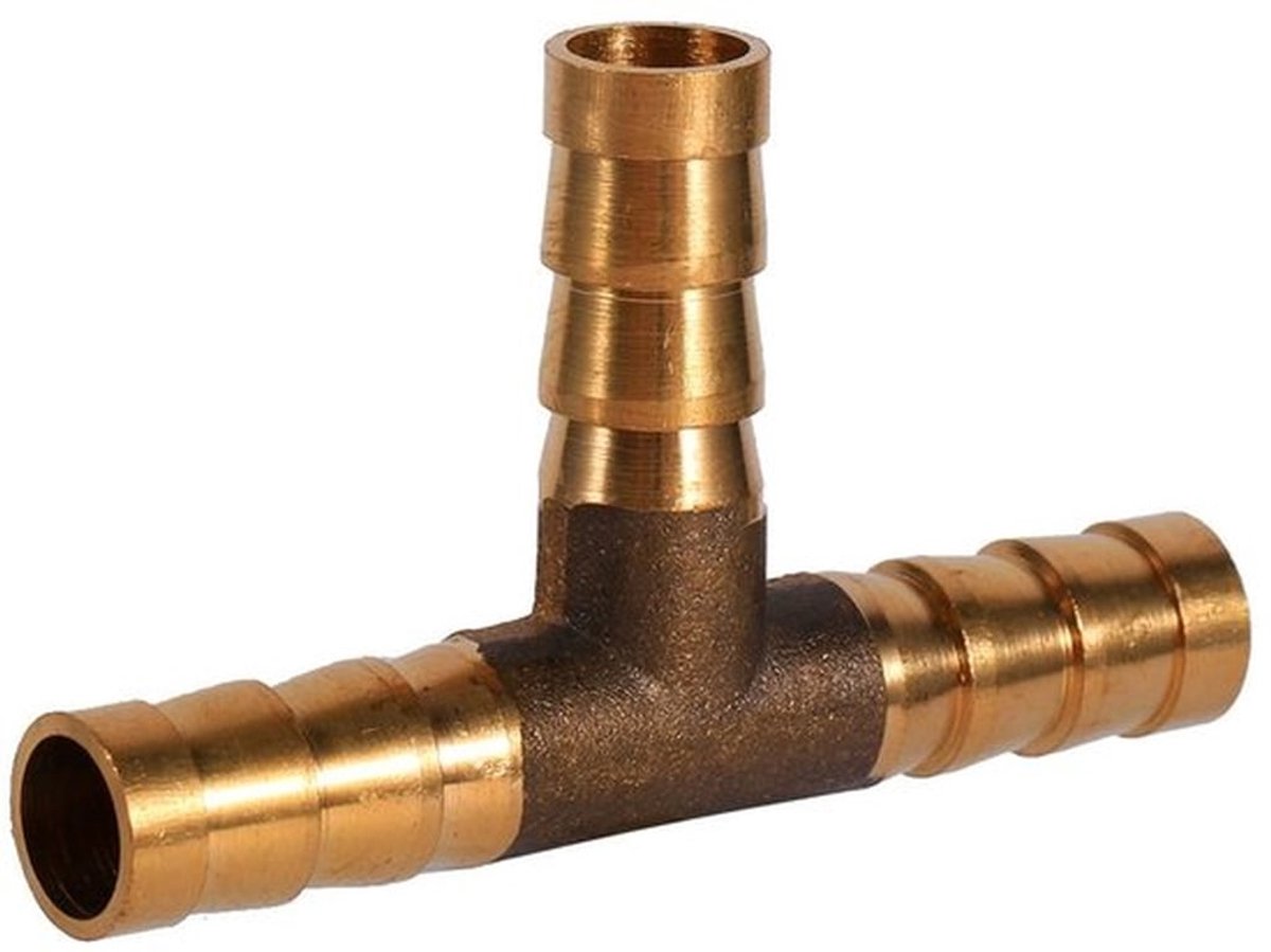 T-stuk 8 mm - Messing 3-weg Slangverbinder - Eenvoudig te Installeren - Voor Brandstof/Olie/Gasleiding - Duurzaam Materiaal - Geschikt voor Motoraccessoires