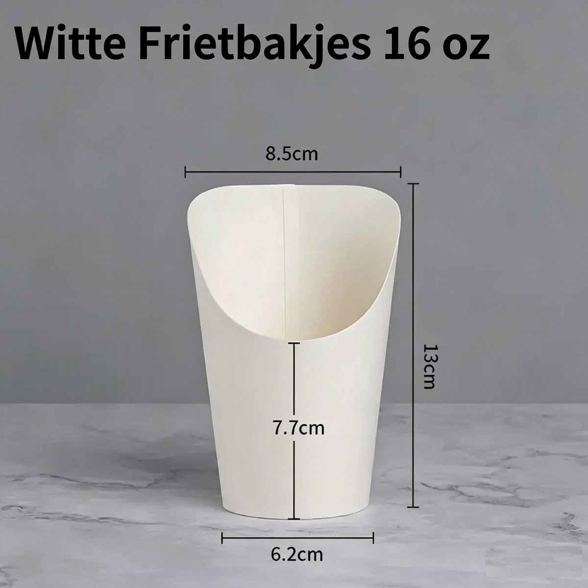 ATXANC Witte Frietbakjes 16 oz – 100 Stuks – Voor Friet, Snacks & Hapjes