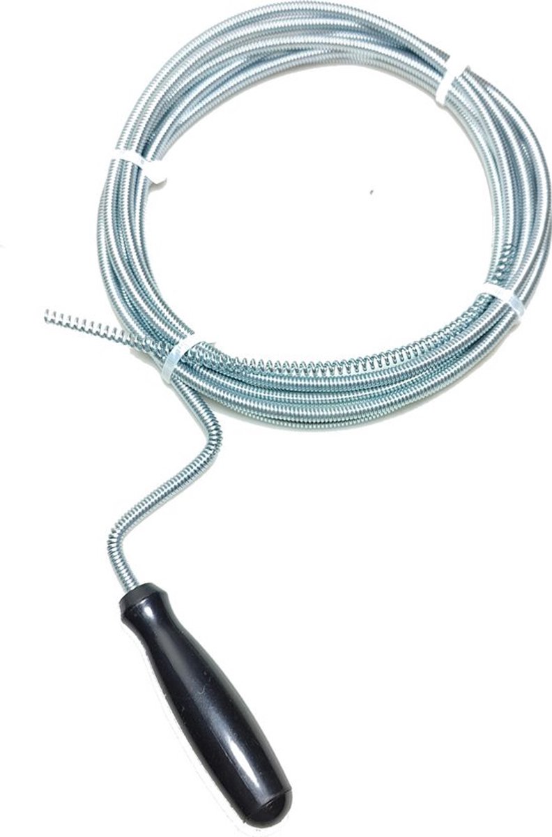 Rioolveer - 3 meter - Kurkentrekker kop - Ontstopper - Ontstoppingsveer - Afvoer schoonmaken - WC ontstoppen - Afvoerveer - Drain cleaner - Pipe cleaning tool - Met hendel - 5 mm - Jonyx