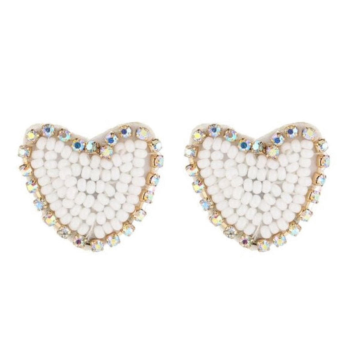 Michelle Bijou Oorbellen Beads Hart wit