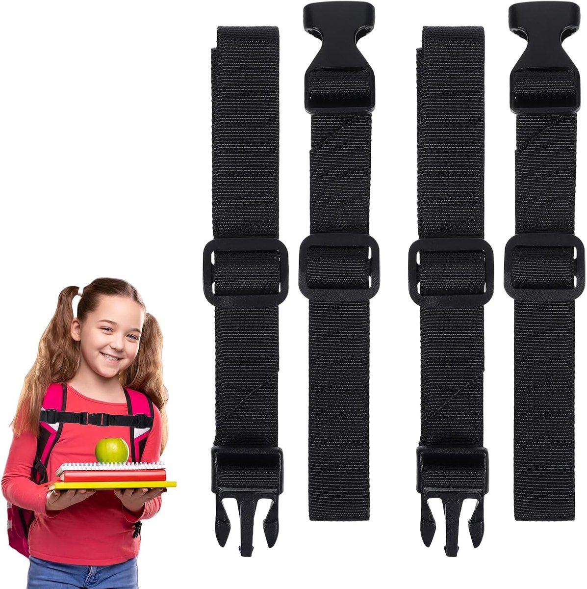 2 stuks borstriem, rugzak, kinderrugzak, accessoires, klassieke kinderrugzak en schooltas, accessoires, borstriem, achterriem voor schooltas, verstelbare universele riem met robuuste gesp