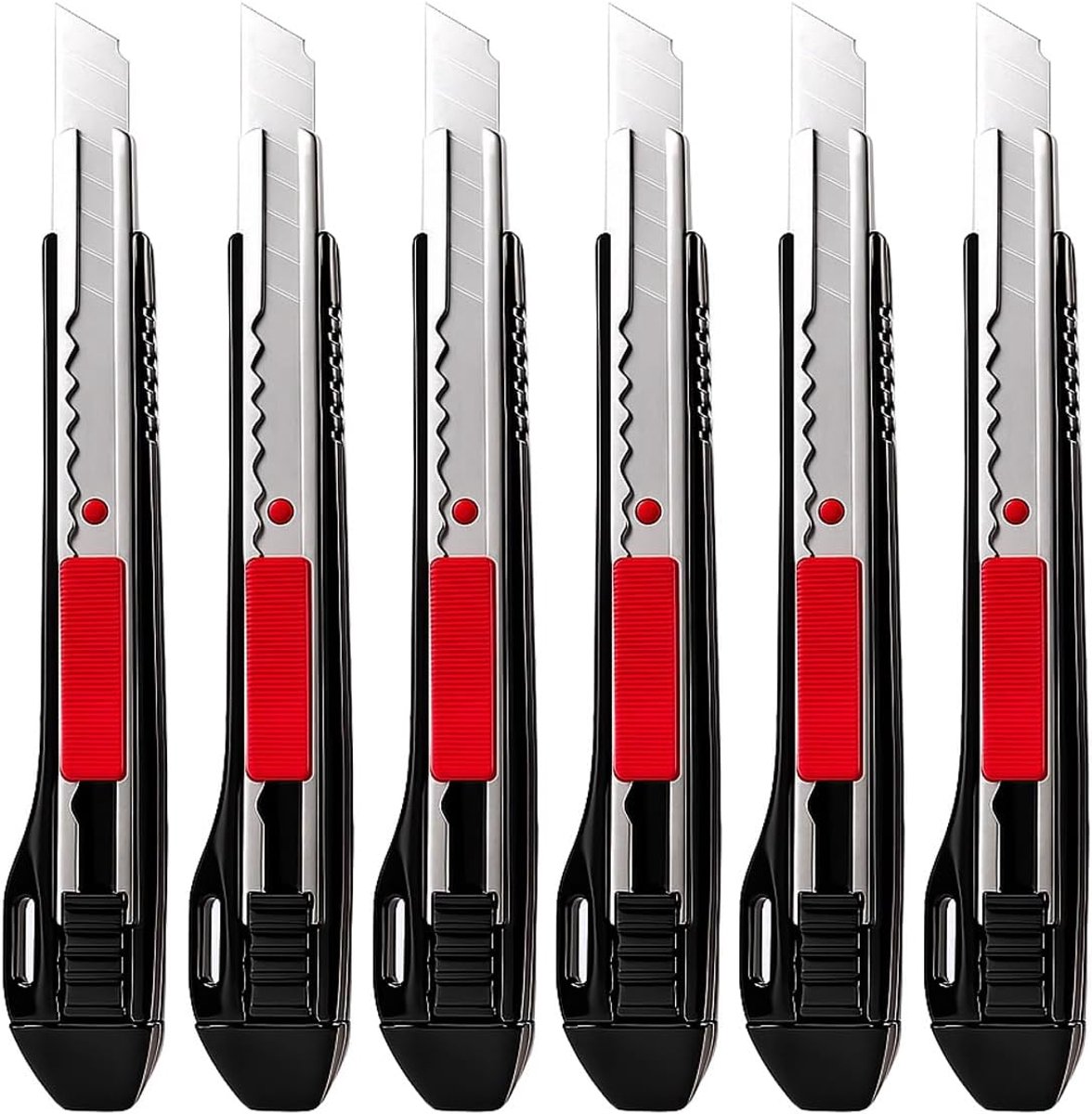6 stuks Professionele Snijder - 9mm Afbreekmesjes / 60 Graden Folie/Utiliteits/Grafische Messenset - Ideaal voor Folie, Behang, Knutselwerkjes en Dozen