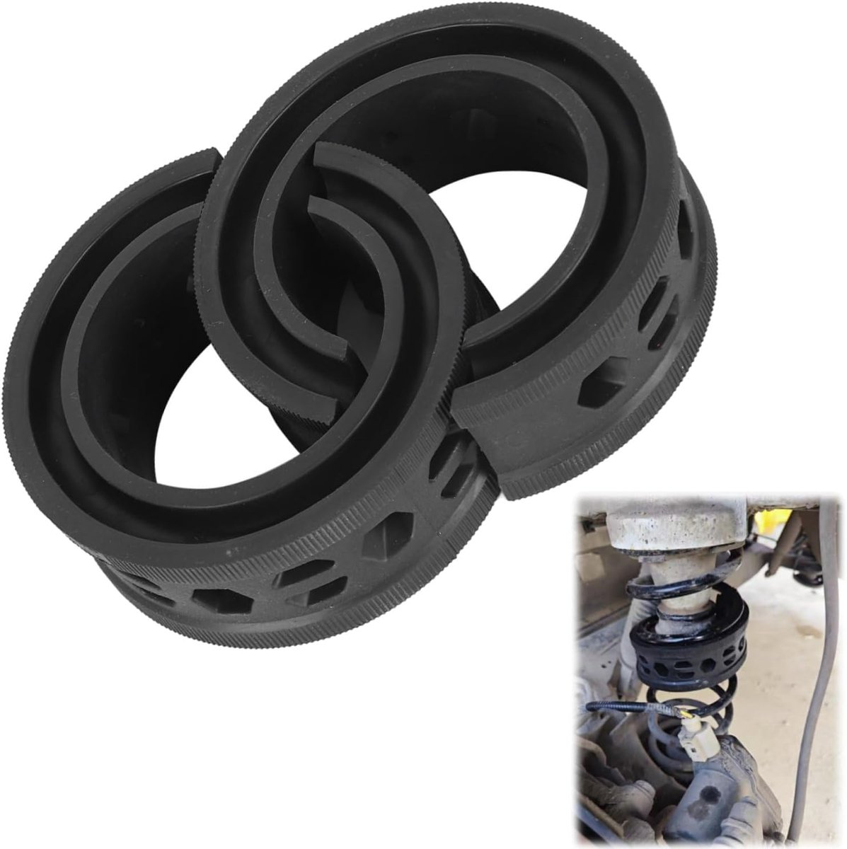 Veer bumperbuffer C type, Rubber veerbuffer voor auto schokdemper met trillingsreductie, 14 x 14 x 5 cm, Gemakkelijk te installeren, Vermindert ruis en trillingen voor een comfortabele rit