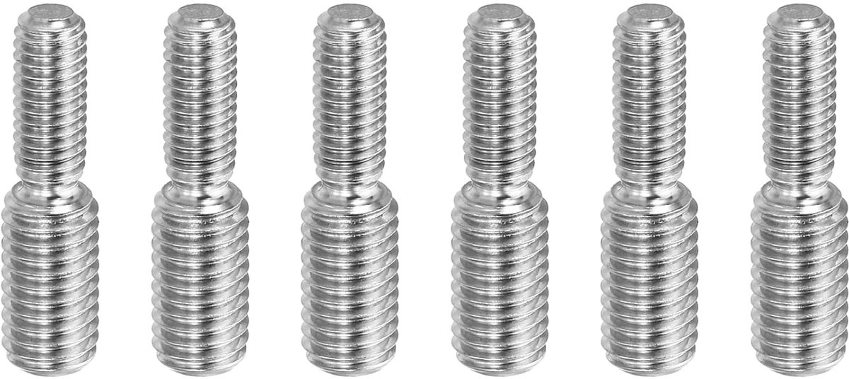Dubbele schroefdraadpen M6 x 15 A M8 x 15, 6 stuks 304 roestvrij stalen stang boutadapter verloopstuk schroefdraad voor meubels, lengte 30 mm