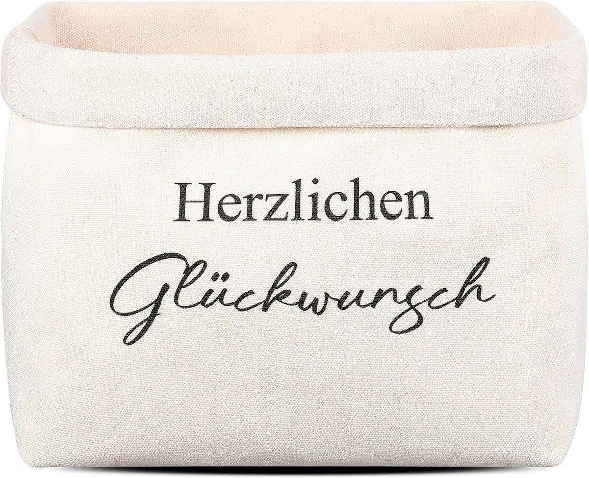 Broodmand Van Stof Cadeau Voor Verhuizen Of Verhuizen Broodmand Housewarming Cadeau Broodzak Cadeau-Idee Voor Verhuizen(Wit,Herzlichen Glückwunsch)