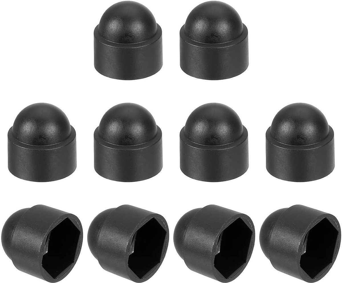 Beschermkap moeren, 10 stuks, M10 x 17 x 20 mm, beschermkap met zeskantschroef van kunststof, afdekkingen met zeskantkop, koepel, decoratieve waterdichte dop (zwart)