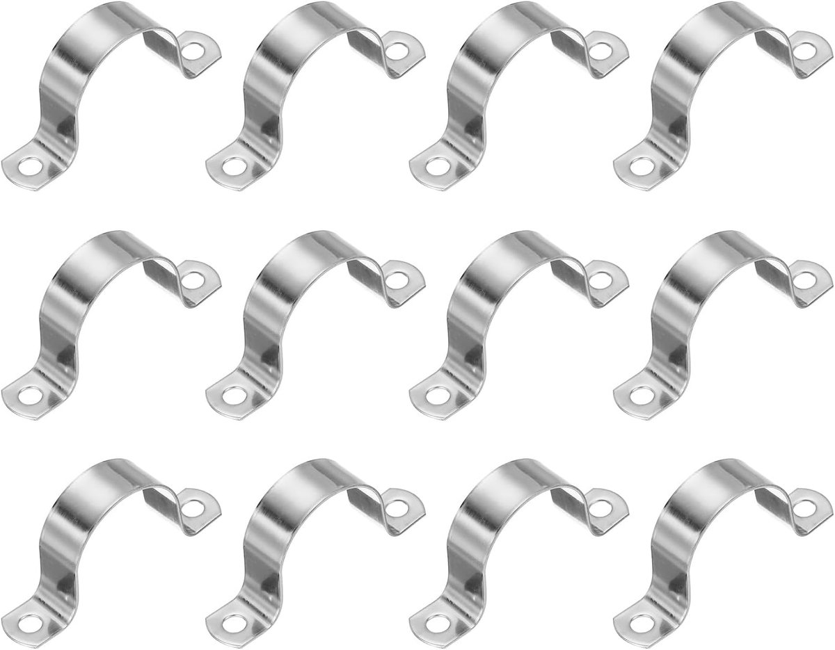 1-4/7" (40mm) Stijve Pijp Strap, 12 Stks 304 Roestvrij Staal Buis Klem 2 Gaten Dikker U Beugel Pijp Klem Buis Strap Voor Pijp Kabel Draad Bevestiging