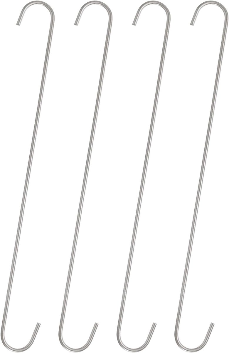 S-haken 40,6 cm extra lange S-haken van zeer sterk metaal mangaanstaal voor het organiseren van keukengerei tuin badkamer garage kast, zilver