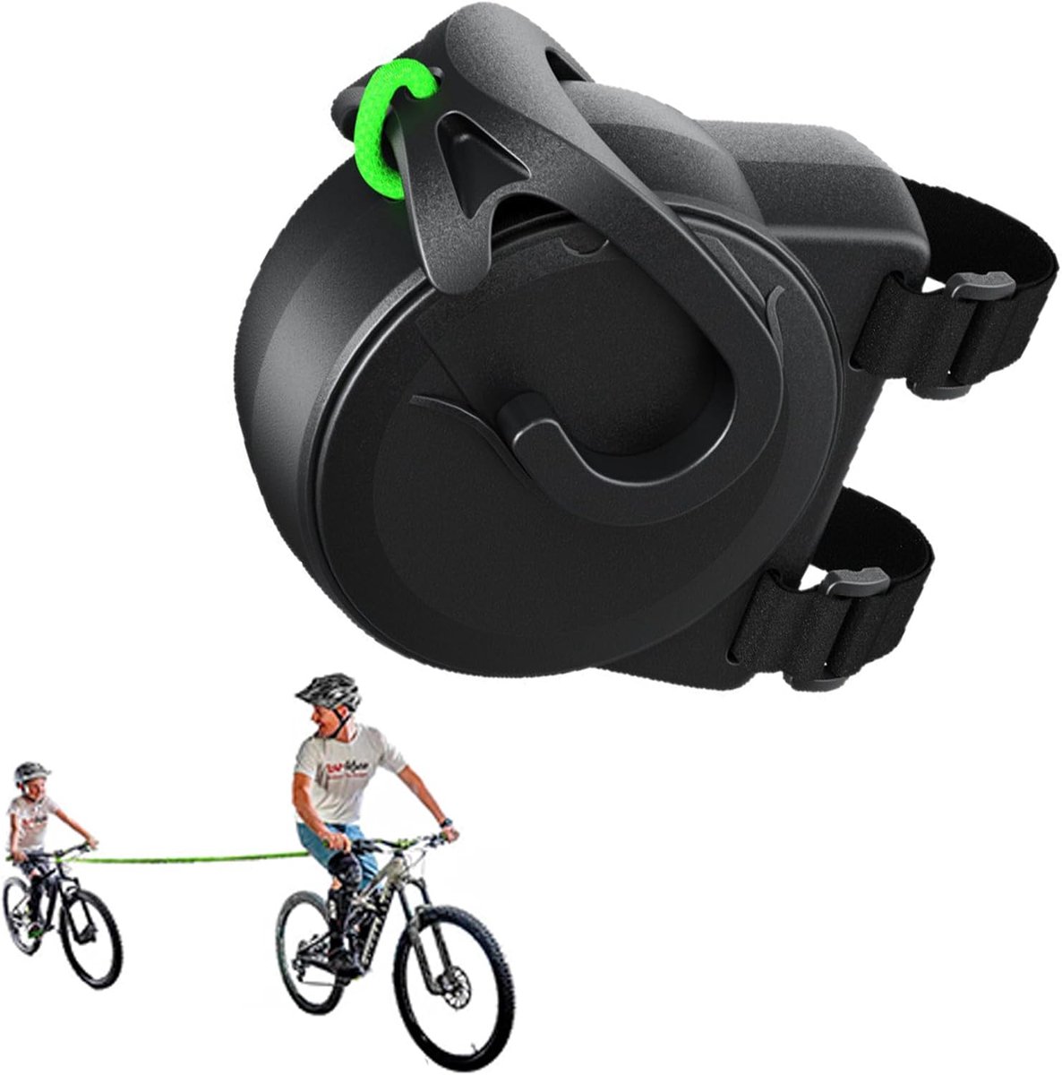 Tractietouw voor fiets, 1 stuk, zwart, elastische tractiekabel, geschikt voor alle fietszadels, zoals stadsfietsen, mountainbikes en kinderfietsen