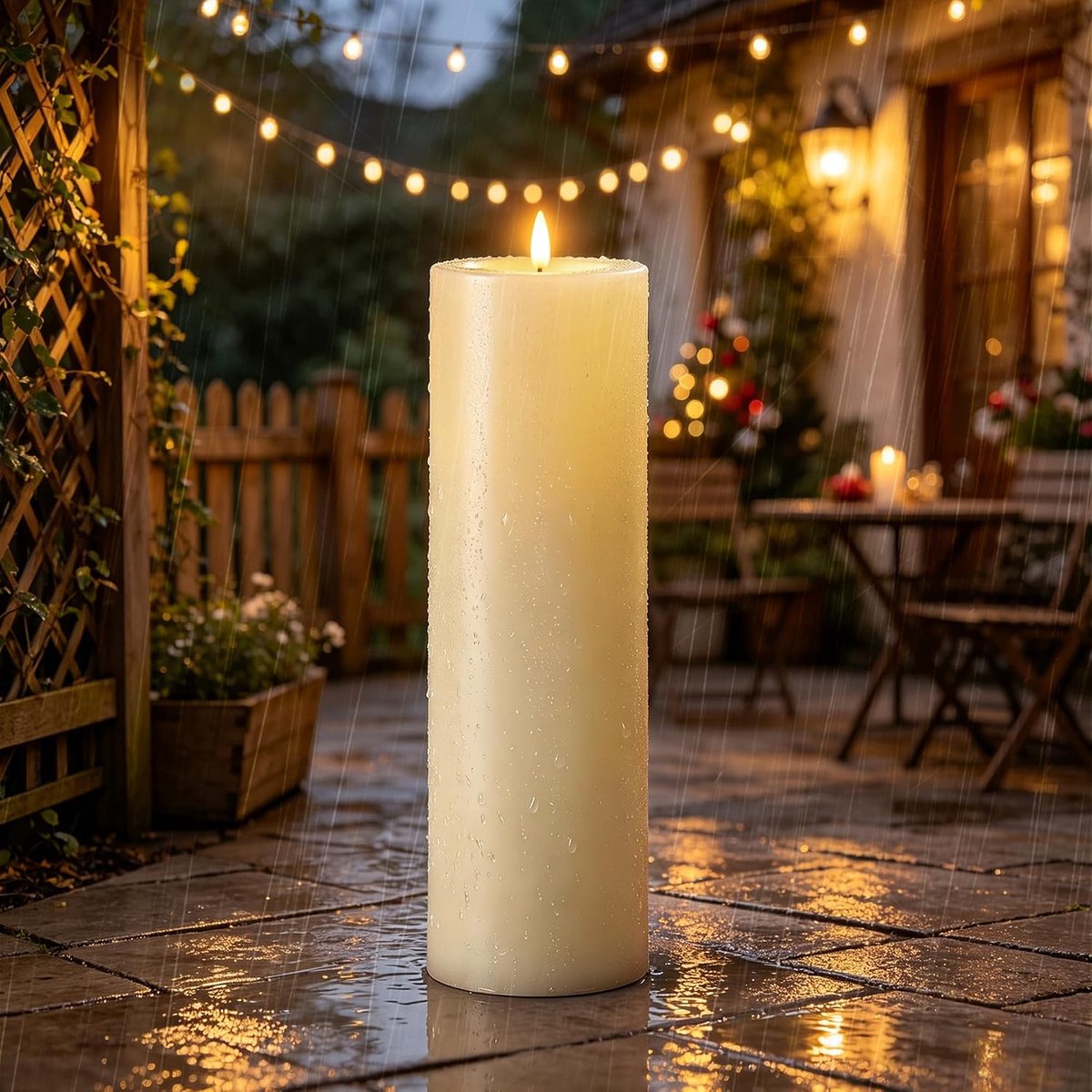 Led-kaarsen voor buiten, groot, 10 x 30 cm, met timerfunctie, voor camping, woondecoratie, zonder batterijen