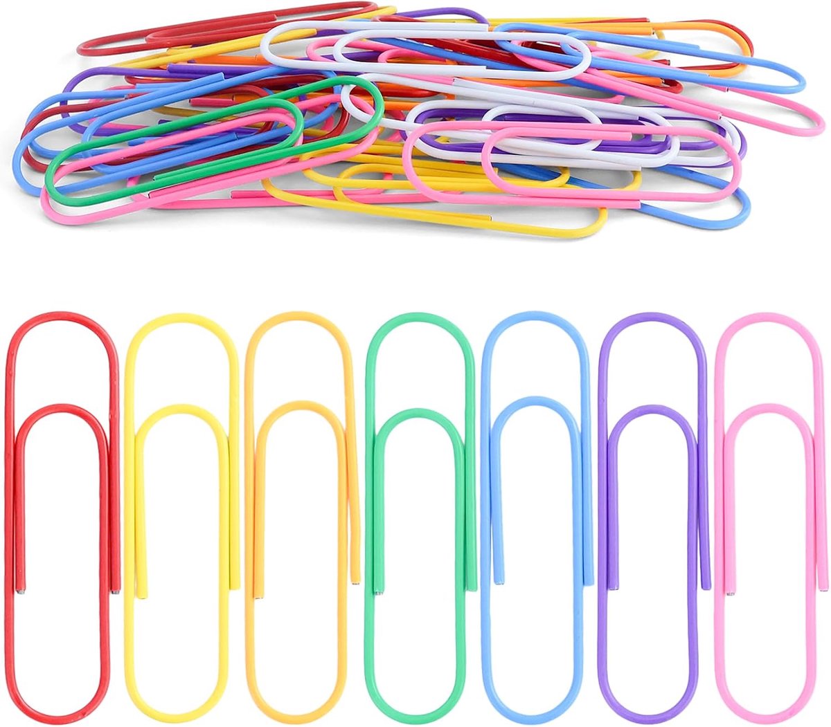 Clips, groot, heldere vinylgecoate jumbo-paperclips voor papier, school, kantoorbenodigdheden, 10 cm
