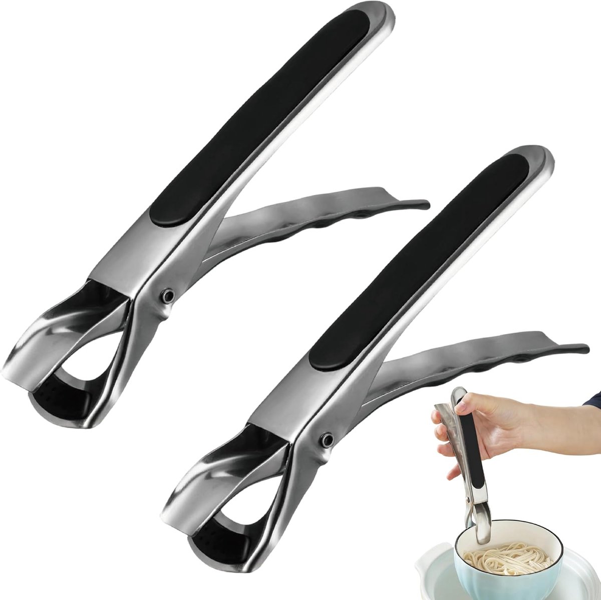2 stuks anti-verbrandingstang, keukenretriever, oventang, anti-verbrandingstang, verbrandingsvrije keukentang, tang roestvrij staal antislip, grijper schaal pan