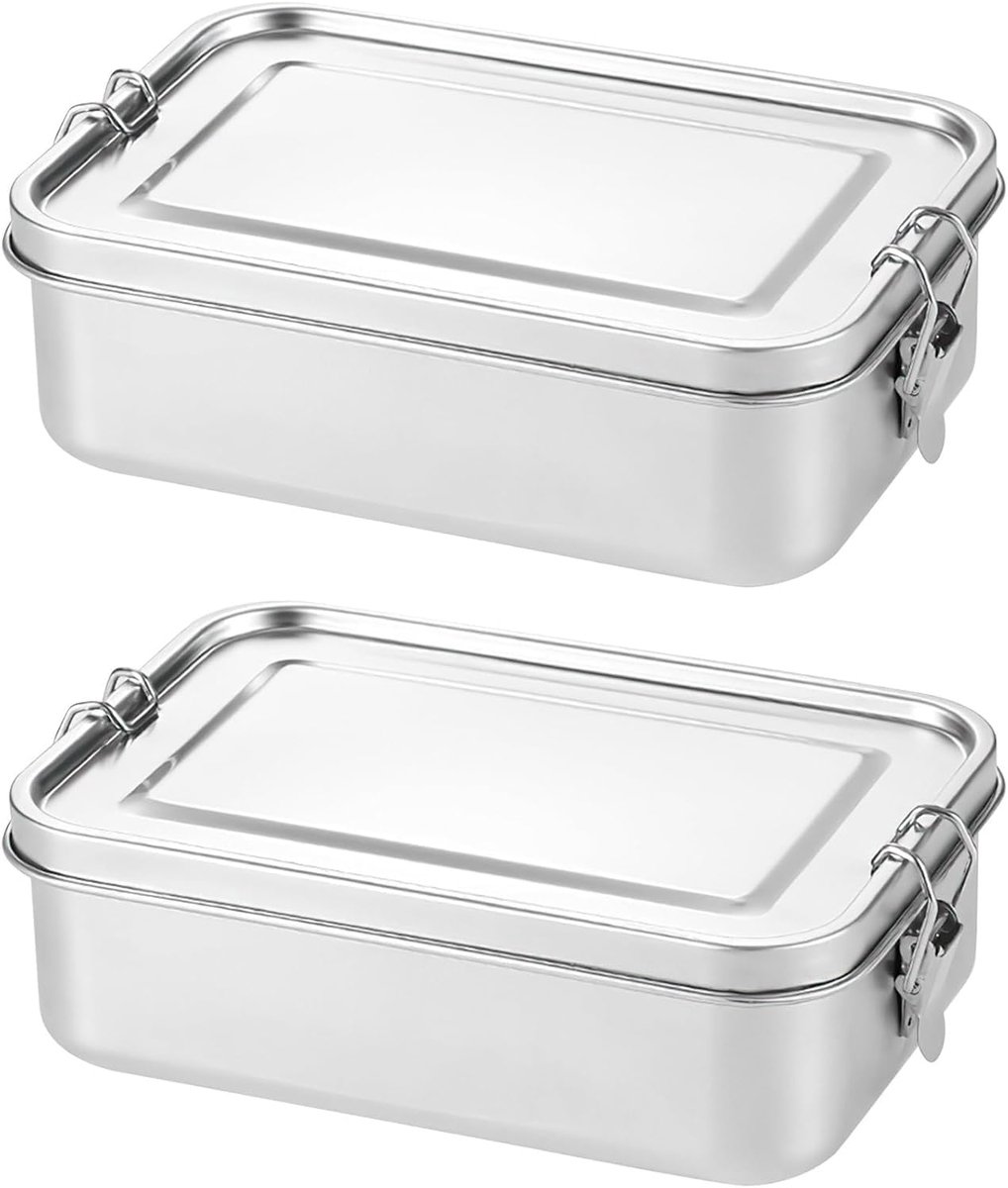 lunchbox, 2-pack 850ML Bento Box met Lock Clip | Lekvrije Kruiderij Container, Vriezer & Vaatwasmachinebestendig, Draagbare Snack Container, Voor Volwassenen Kinderen