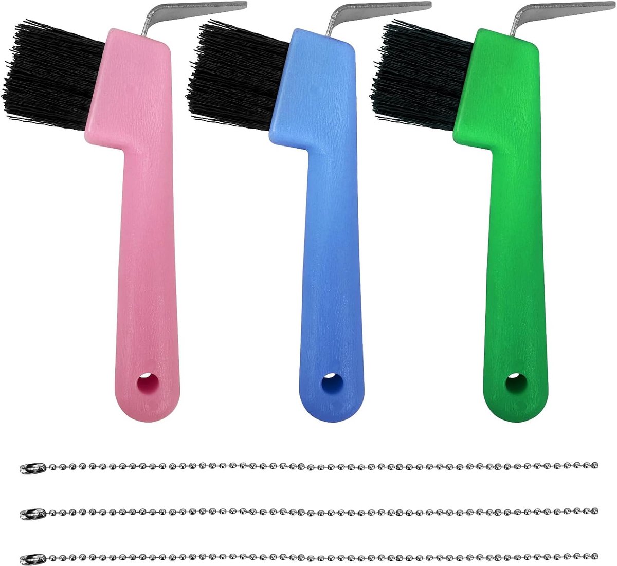 3 Stks Horse Hoof Pick Borstel met Soft Touch Rubber Handvat, 2 in 1 Hoef Gereedschap, Draagbare Hoef Pick Hoef Cleaner voor Paarden en Geit