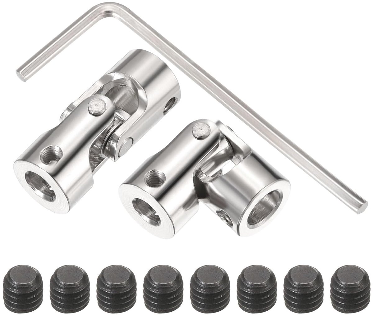 2 stuks 6 mm tot 8 mm ID-stuurgewricht, universele askoppeling, L35XD14 metaal, 45° graden rotatieafdichtingen, koppeling met schroeven, moersleutelset voor asverbinding, 2 stuks