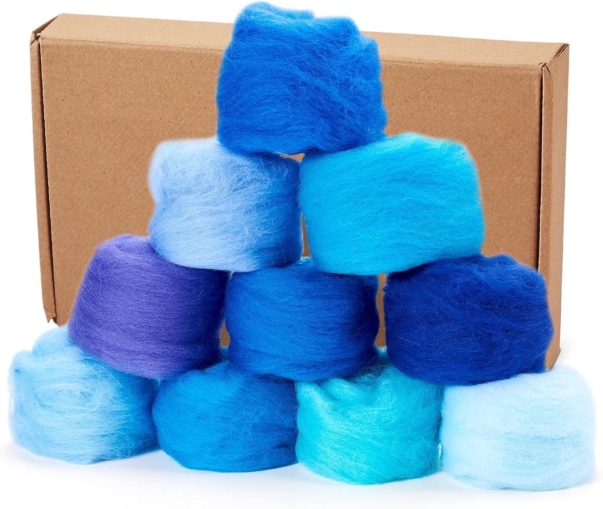50g Naaldvilten Wol Blauw Wol Roving Garen Hand Spinning voor Arm Breien Beginners Vilten Dieren Mengen Weven DIY Craft