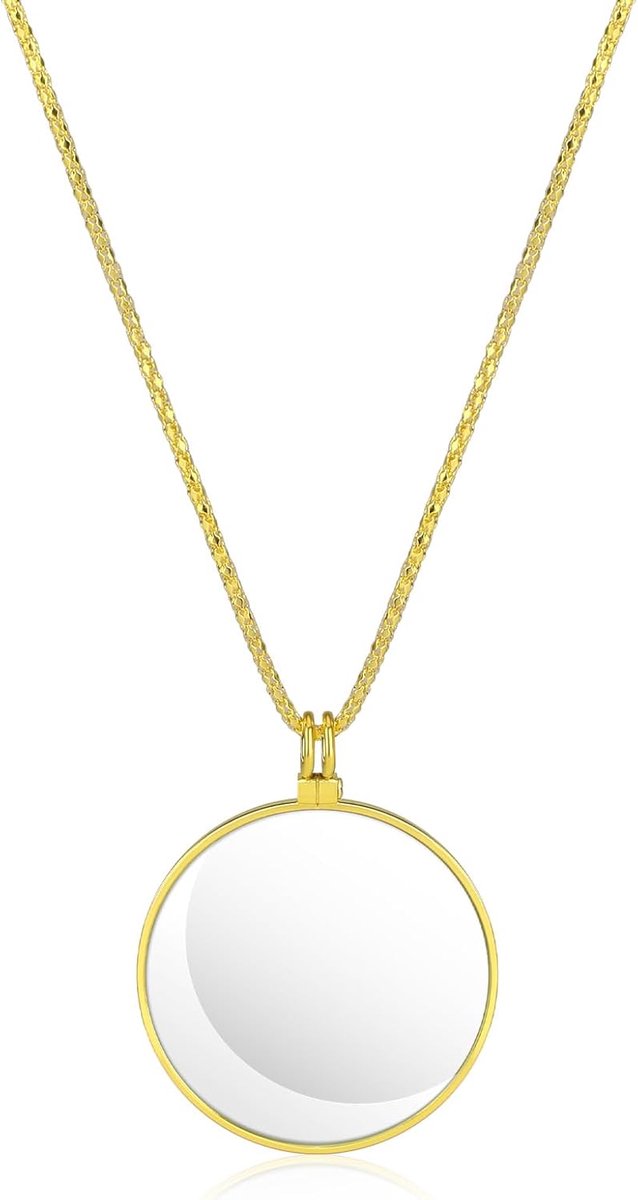5x monocel vergrootglas, gouden monoclebril, mini-vergrootglas, vergrootglas, halsketting, kostuum met glazen lens van 4,4 cm en 89 cm lange ketting, vergroothanger, oculair voor bibliotheek, lezen en