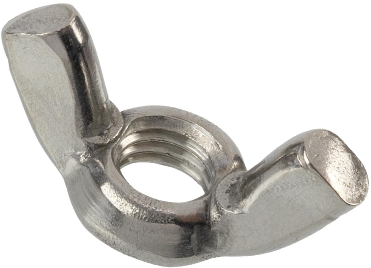 Vleugelmoeren M8x1.25 mm | voor snel montage zonder gereedschap op draadstangen, mechanische assemblages en doe het zelf | van staal in zilverkleur