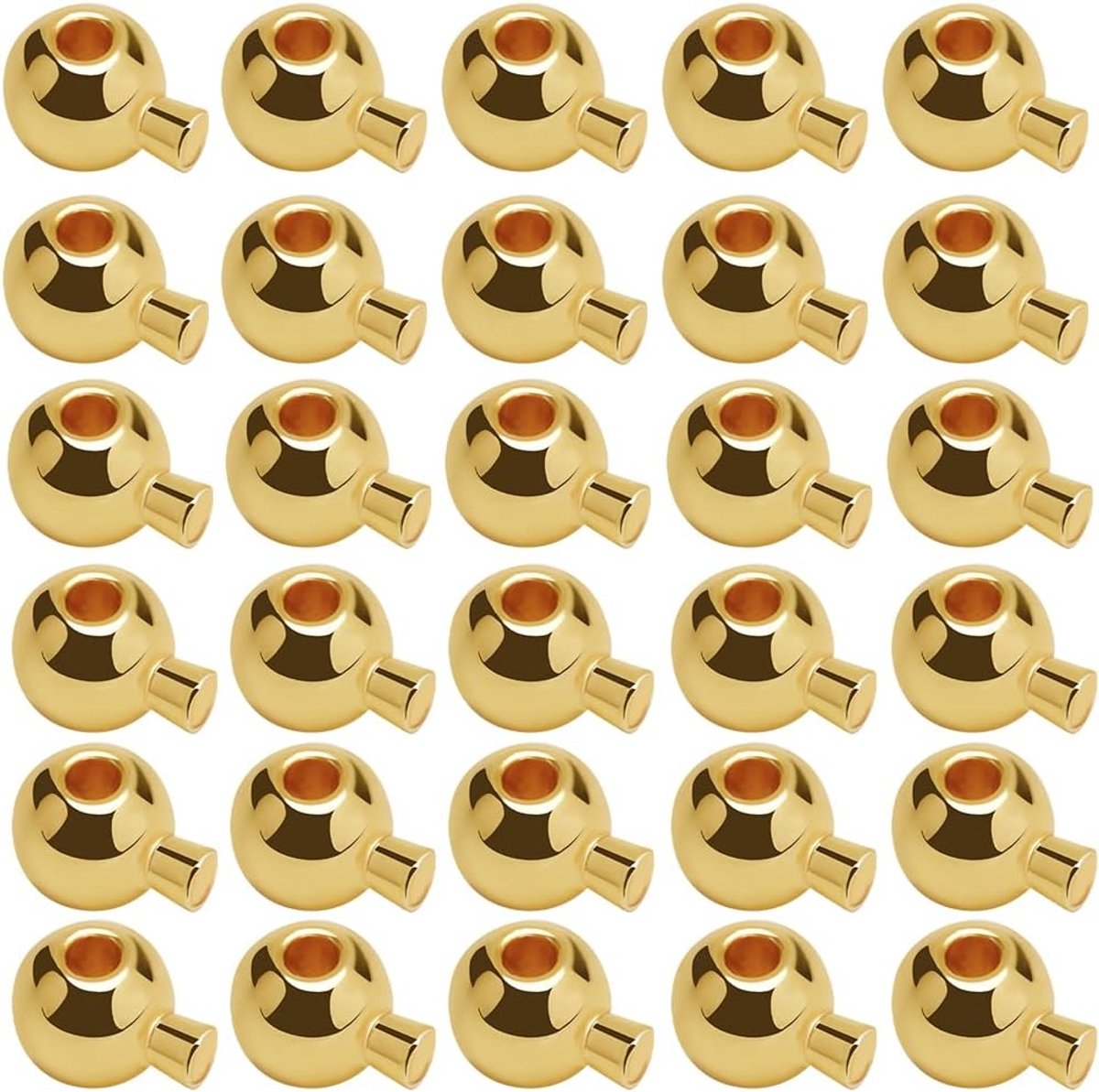 Kralen 3,5 mm kleine 18K vergulde messing bal ronde krimpkralen bedels koord einde voor sieraden maken kralen armband ketting accessoires benodigdheden (gat: 0,9